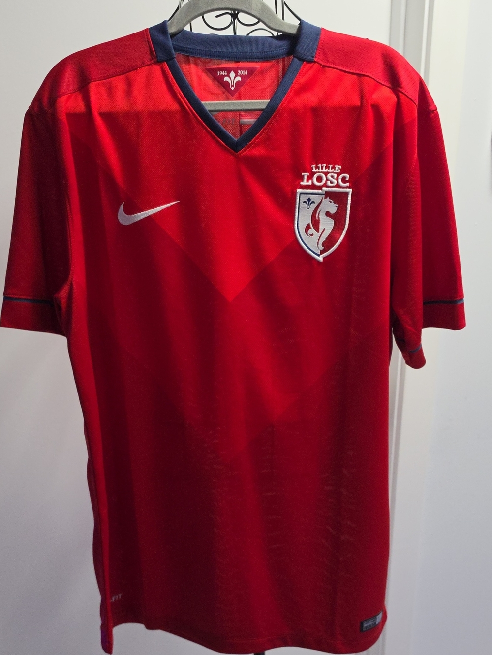Nike Red LOSC Men's Football Jersey with Navy Trim
